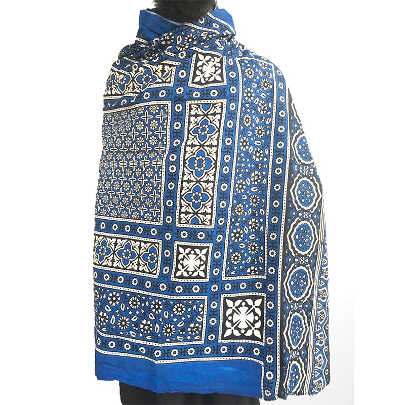 Blue Unisex Cotton Sindhi Ajrak Chadder theshopkorner Blue Unisex Cotton Sindhi Ajrak Chadder theshopkorner
