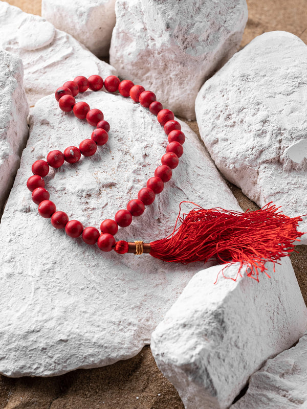 Red Feroza / Marjan Stone Tasbih (10mm 33 Beads)