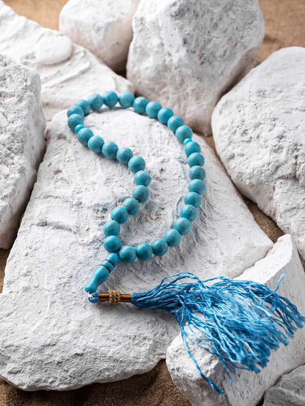 Blue Turquoise / Feroza Stone Tasbih (10mm 33 Beads)