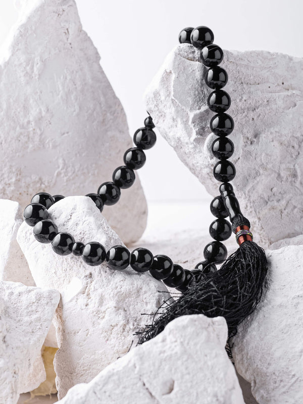 33 Beads Black Sulemani Aqeeq Stone Tasbih (14mm)