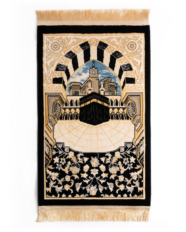 Kiswat Al Kaaba - Mada Carpet Prayer Mat Crafted in Madina, Saudi Arabia (BLACK)