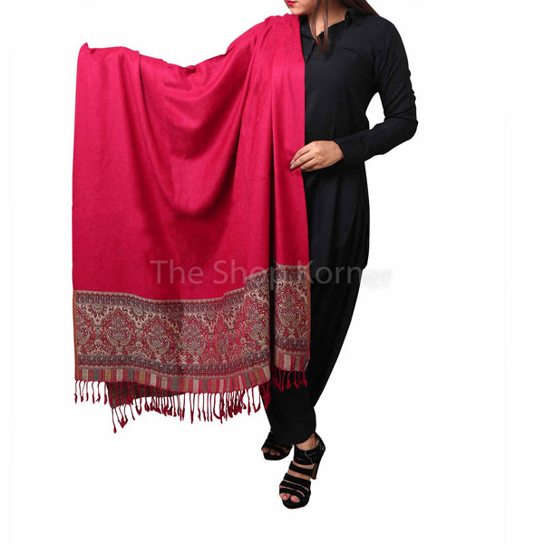 Red Acro Woolen Kani Palla Shawl / Stole For Her